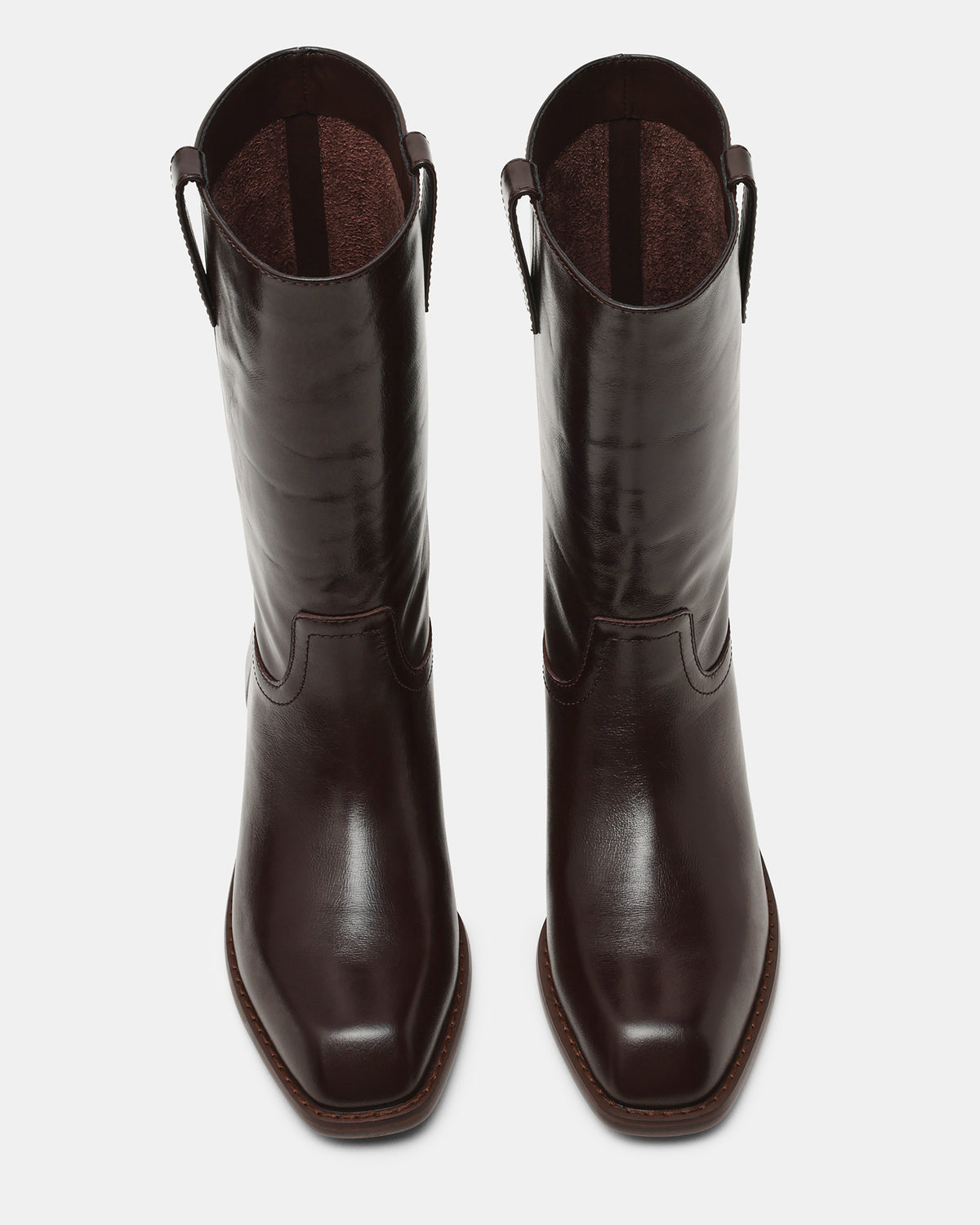 PRIMO Brown Leather Square-Toe Women's Boot | Steve Madden Special Offer