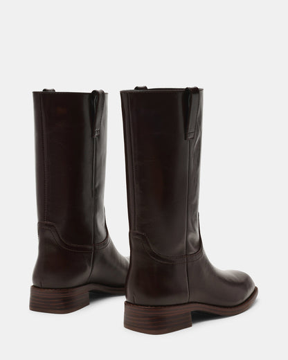 PRIMO Brown Leather Square-Toe Women's Boot | Steve Madden Special Offer