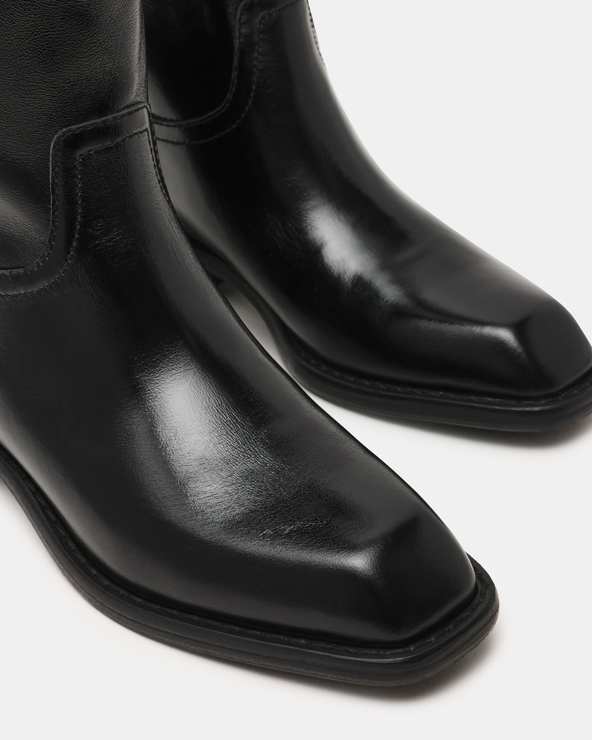 PRIMO Black Leather Square-Toe Women's Boot | Steve Madden Best Price