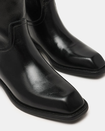 PRIMO Black Leather Square-Toe Women's Boot | Steve Madden Best Price