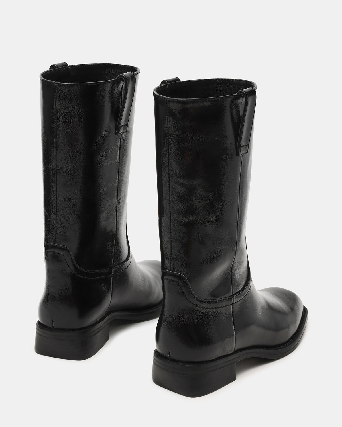 PRIMO Black Leather Square-Toe Women's Boot | Steve Madden Best Price