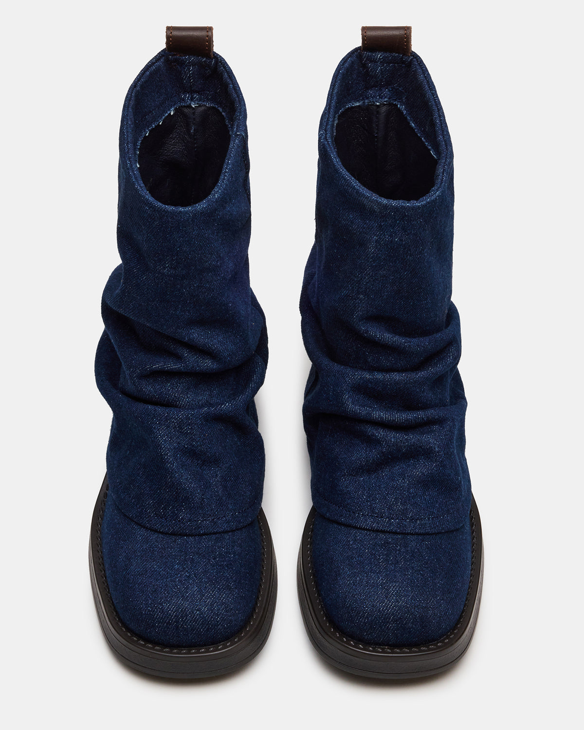 BENJI Denim Fabric Cuffed Fold-Over Moto Buckle Women's Ankle Boot | Steve Madden Deals