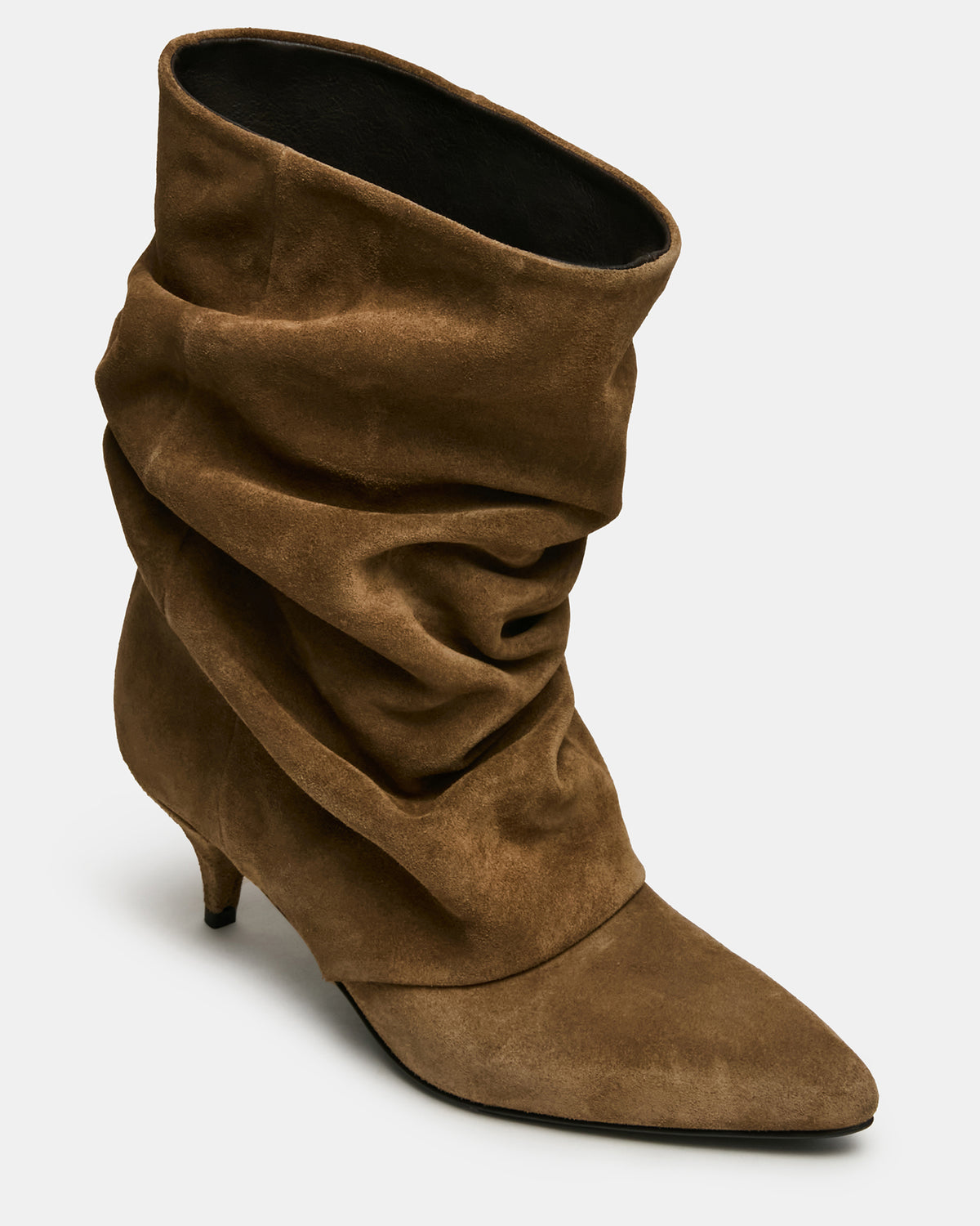 LEXEN Taupe Suede Pointed-Toe Fold-Over Scrunched Women's Ankle Boot | Steve Madden Exclusive