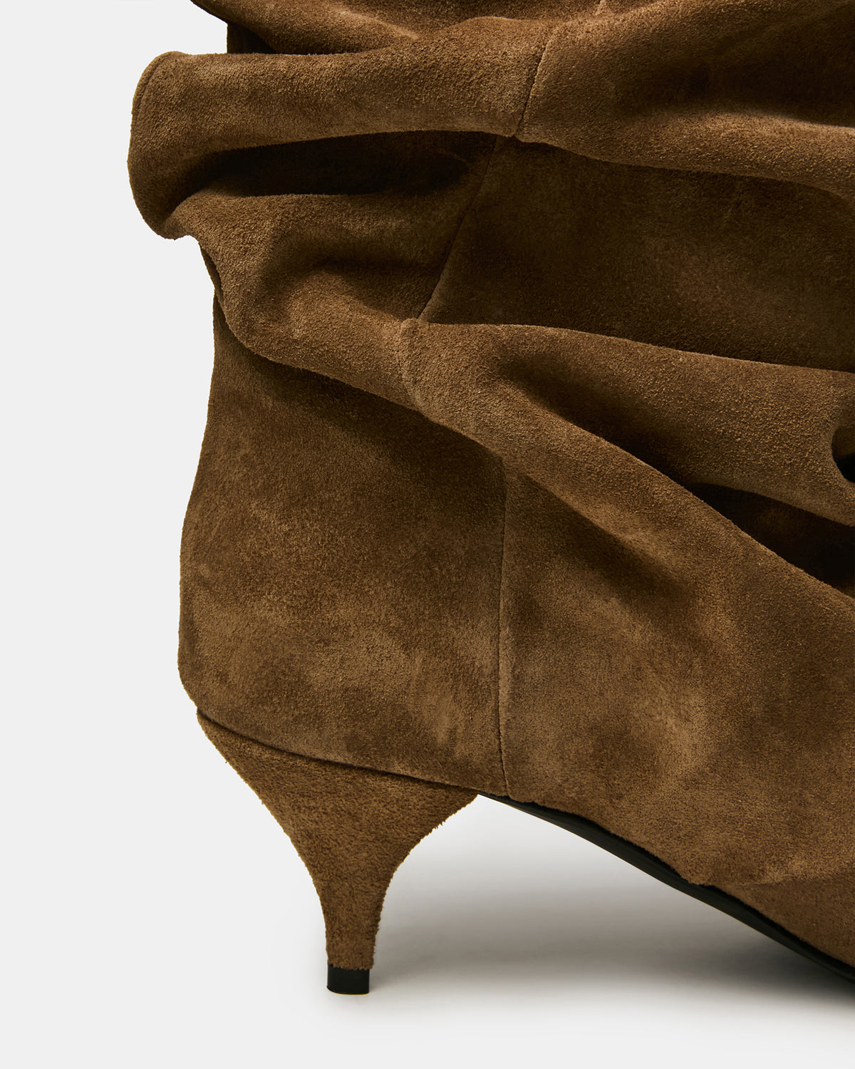 LEXEN Taupe Suede Pointed-Toe Fold-Over Scrunched Women's Ankle Boot | Steve Madden Exclusive