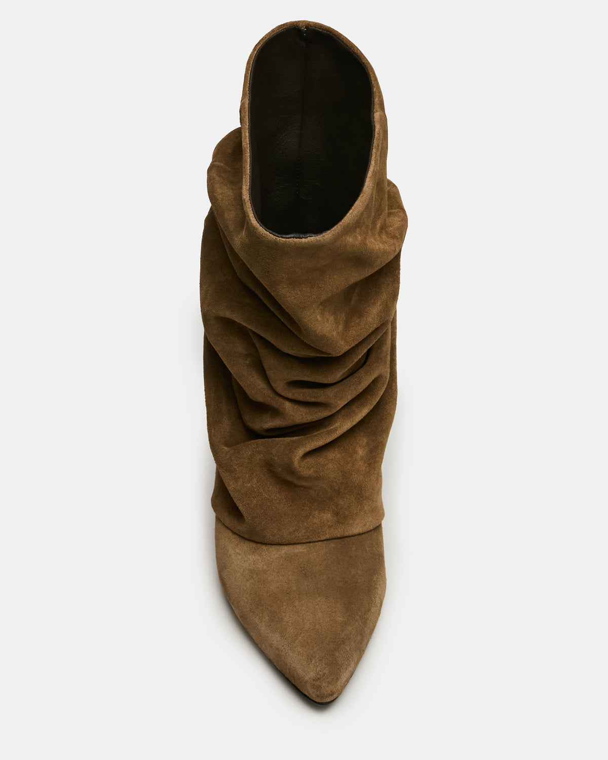 LEXEN Taupe Suede Pointed-Toe Fold-Over Scrunched Women's Ankle Boot | Steve Madden Exclusive