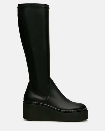 DRACO Black Knee-High Round-Toe Platform Women's Boot | Steve Madden Top Pick