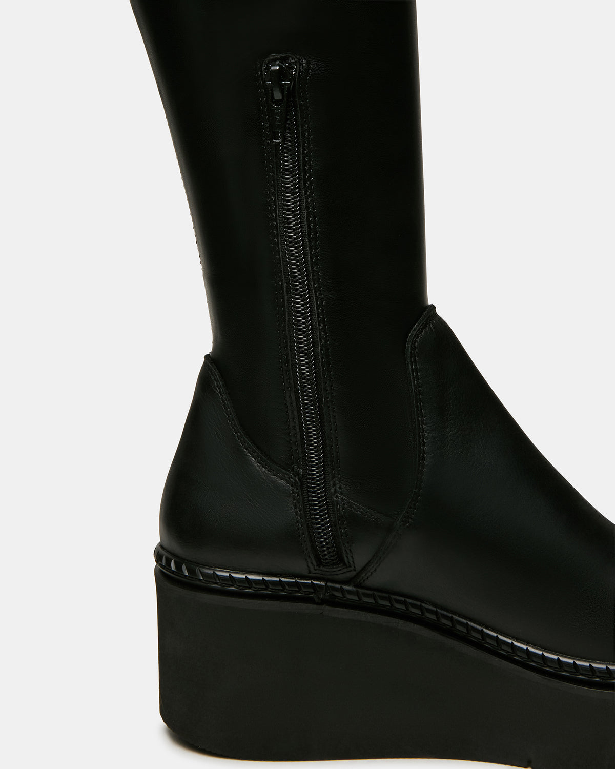 DRACO Black Knee-High Round-Toe Platform Women's Boot | Steve Madden Top Pick