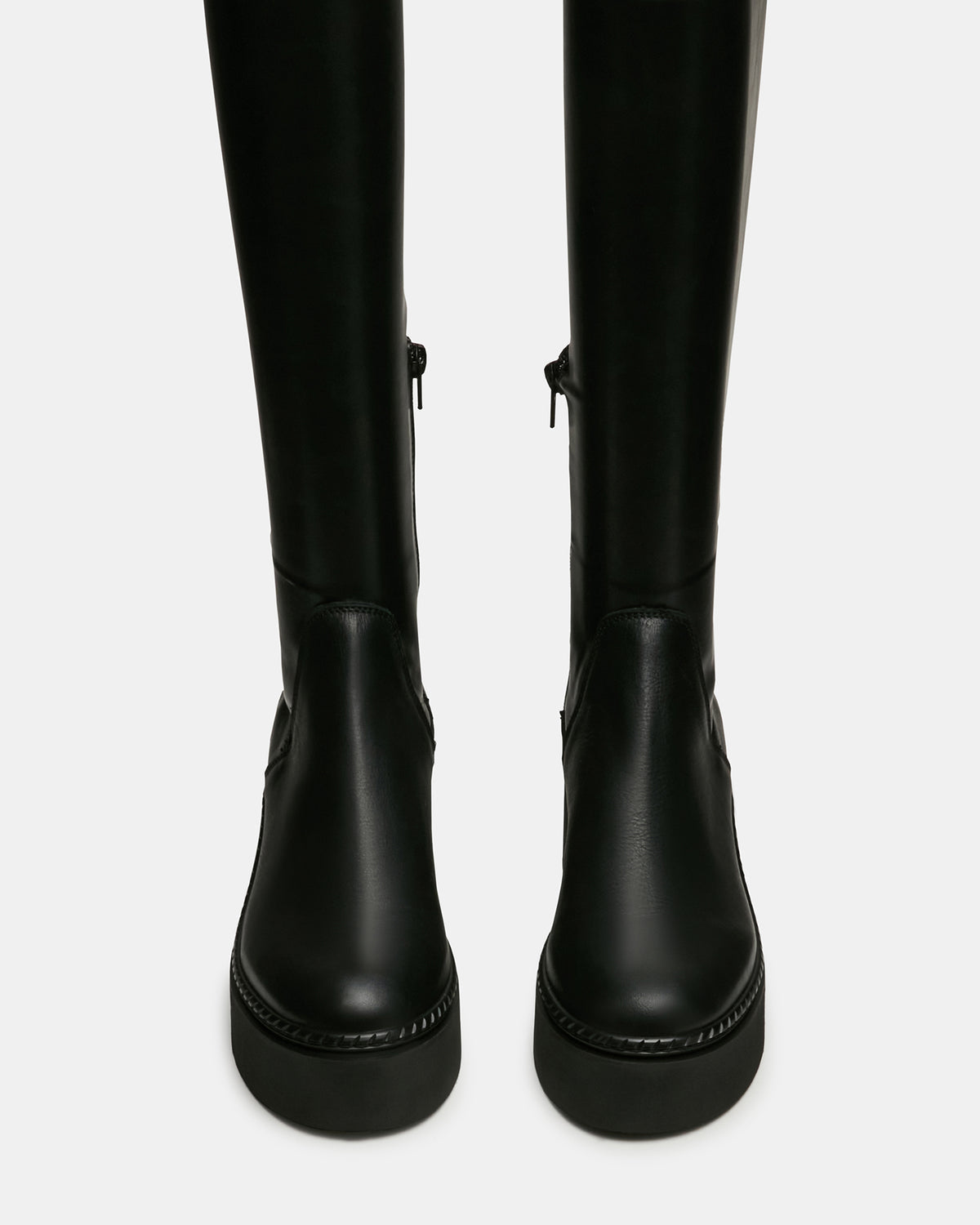 DRACO Black Knee-High Round-Toe Platform Women's Boot | Steve Madden Top Pick