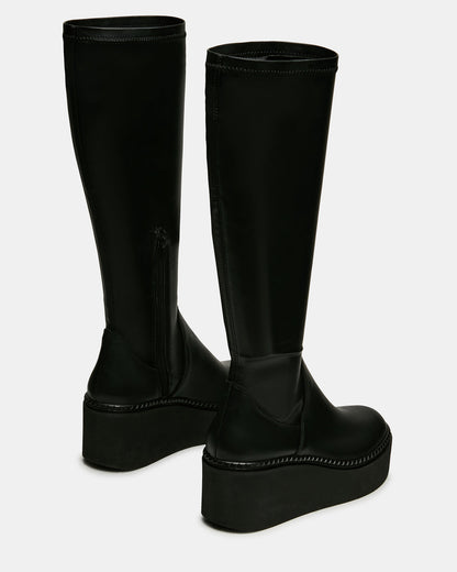DRACO Black Knee-High Round-Toe Platform Women's Boot | Steve Madden Top Pick