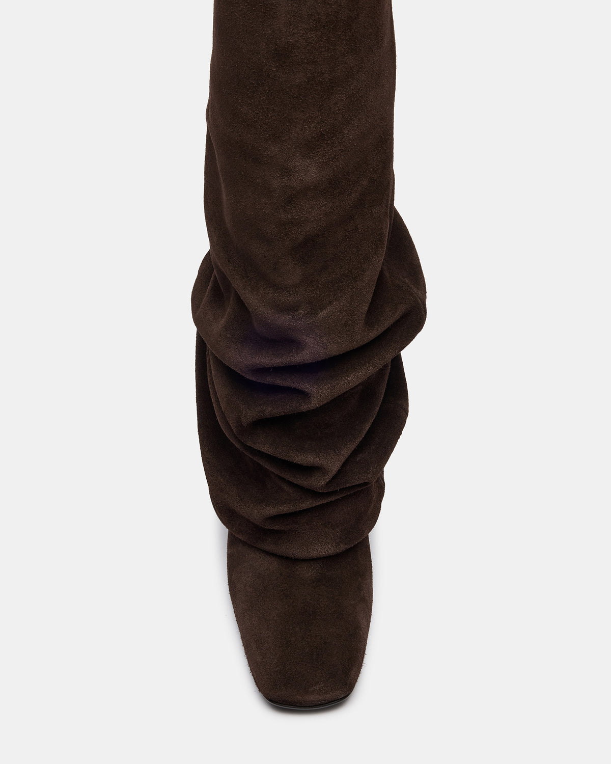 MONTANA Brown Suede Knee-High Square-Toe Wedge Fold-Over Women's Boot | Steve Madden Exclusive
