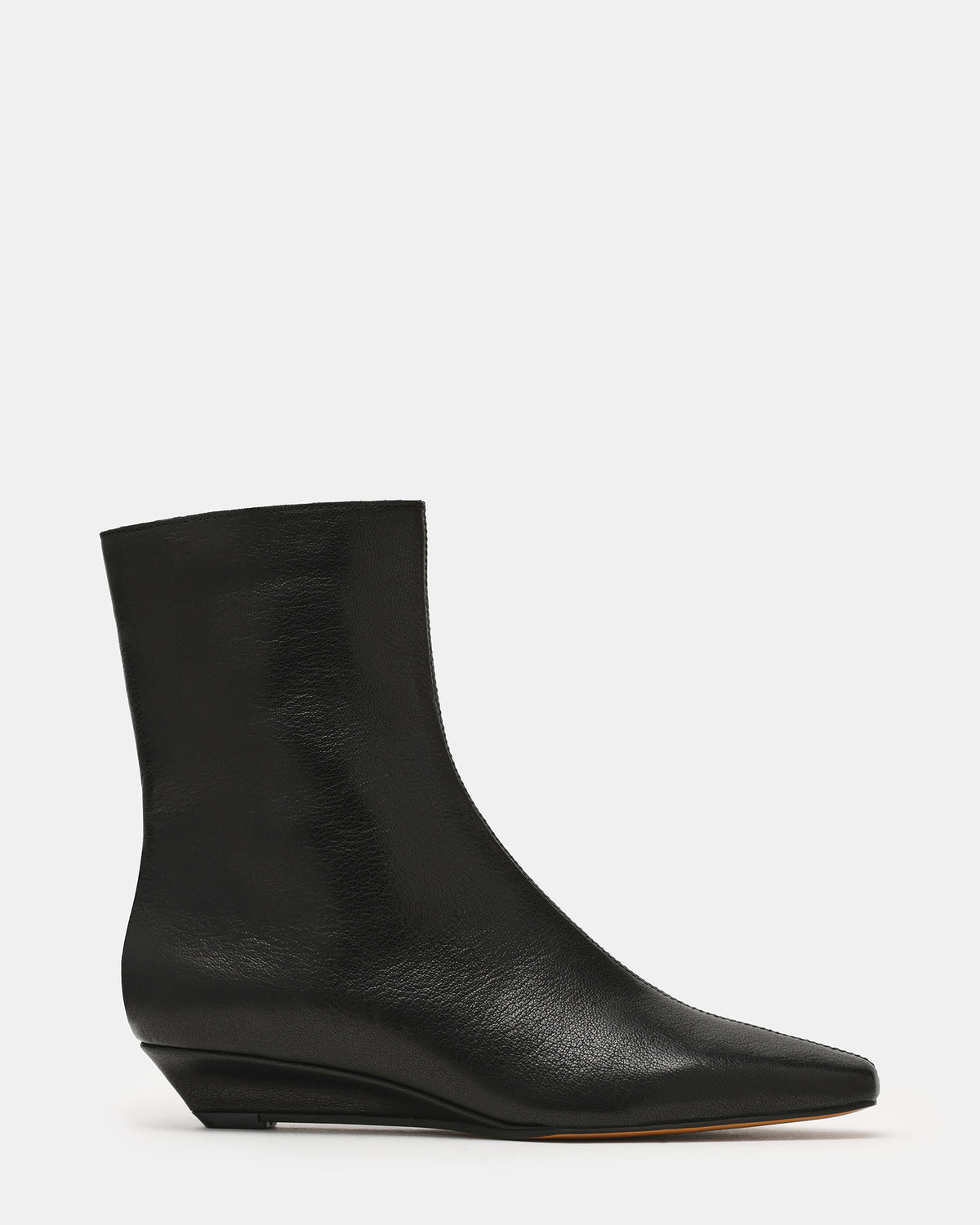 FLAIRE Black Leather Square-Toe Wedge Bootie Women's Ankle Boot | Steve Madden Special Offer