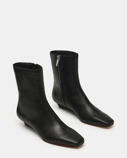 FLAIRE Black Leather Square-Toe Wedge Bootie Women's Ankle Boot | Steve Madden Special Offer
