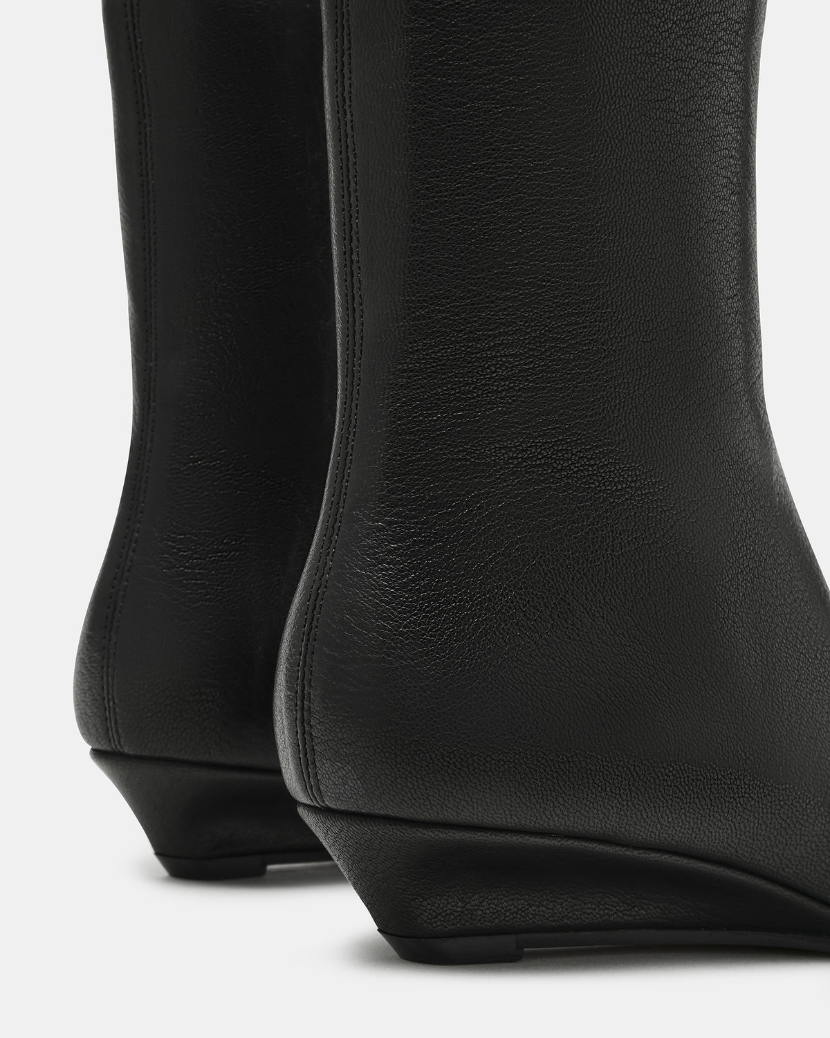 FLAIRE Black Leather Square-Toe Wedge Bootie Women's Ankle Boot | Steve Madden Special Offer