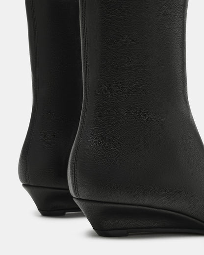 FLAIRE Black Leather Square-Toe Wedge Bootie Women's Ankle Boot | Steve Madden Special Offer