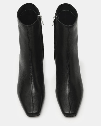 FLAIRE Black Leather Square-Toe Wedge Bootie Women's Ankle Boot | Steve Madden Special Offer