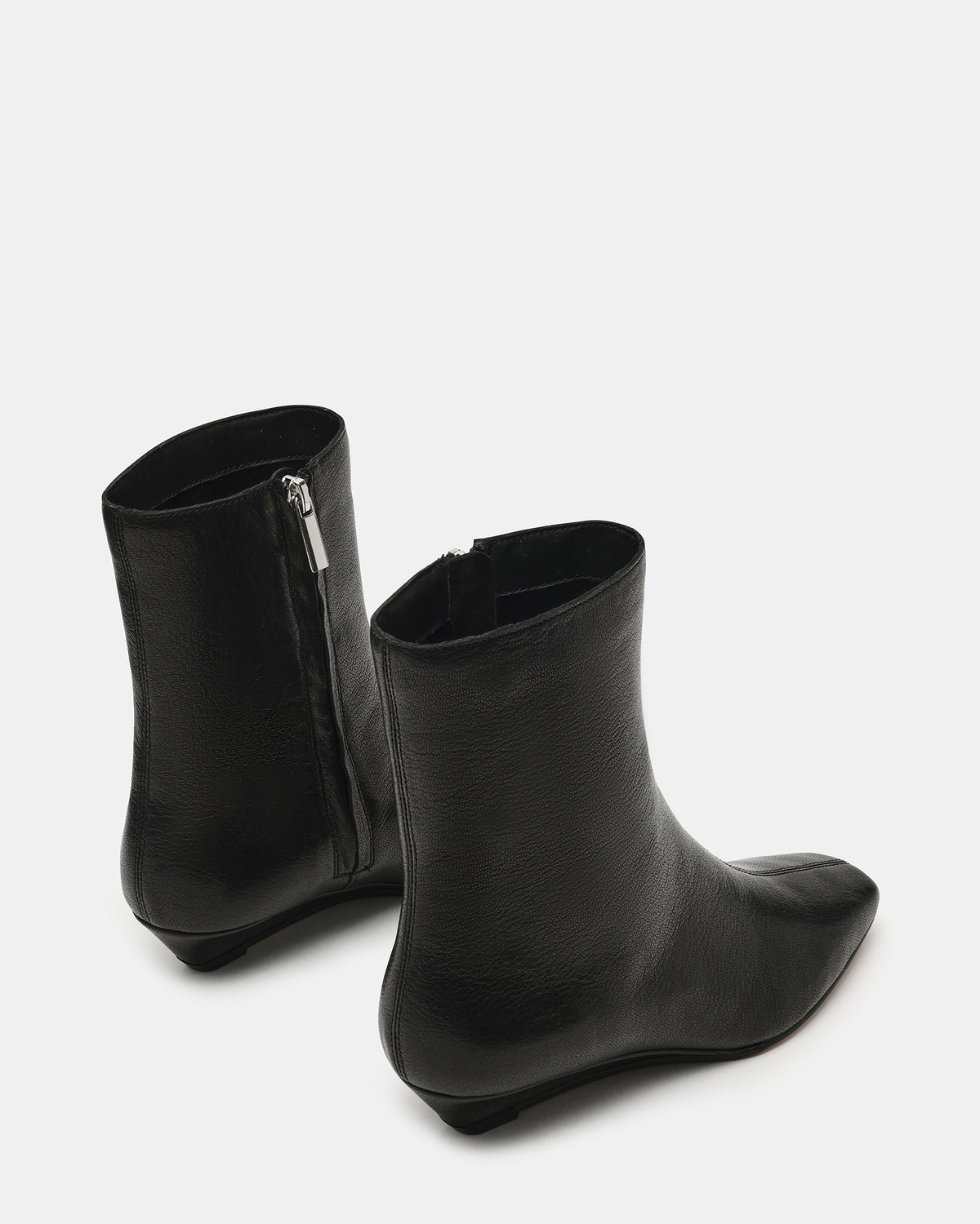 FLAIRE Black Leather Square-Toe Wedge Bootie Women's Ankle Boot | Steve Madden Special Offer