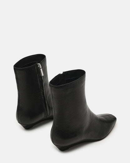 FLAIRE Black Leather Square-Toe Wedge Bootie Women's Ankle Boot | Steve Madden Special Offer