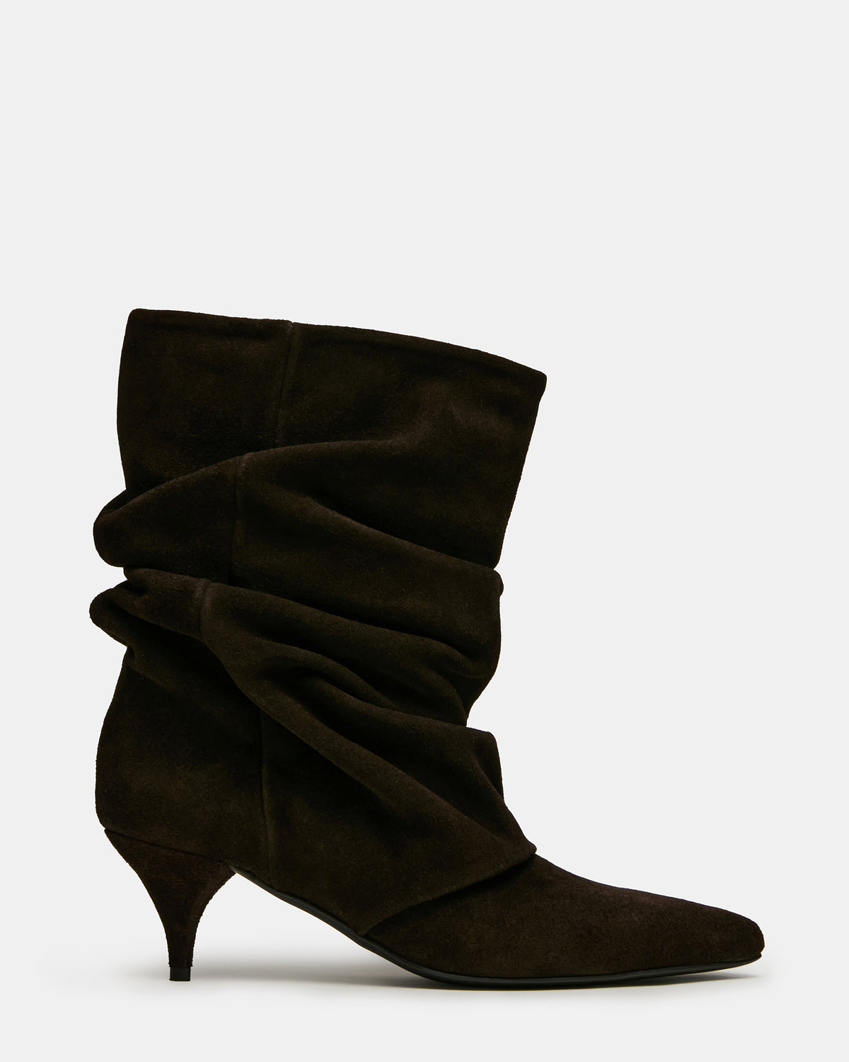 LEXEN Brown Suede Pointed-Toe Fold-Over Scrunched Women's Ankle Boot | Steve Madden Best Price