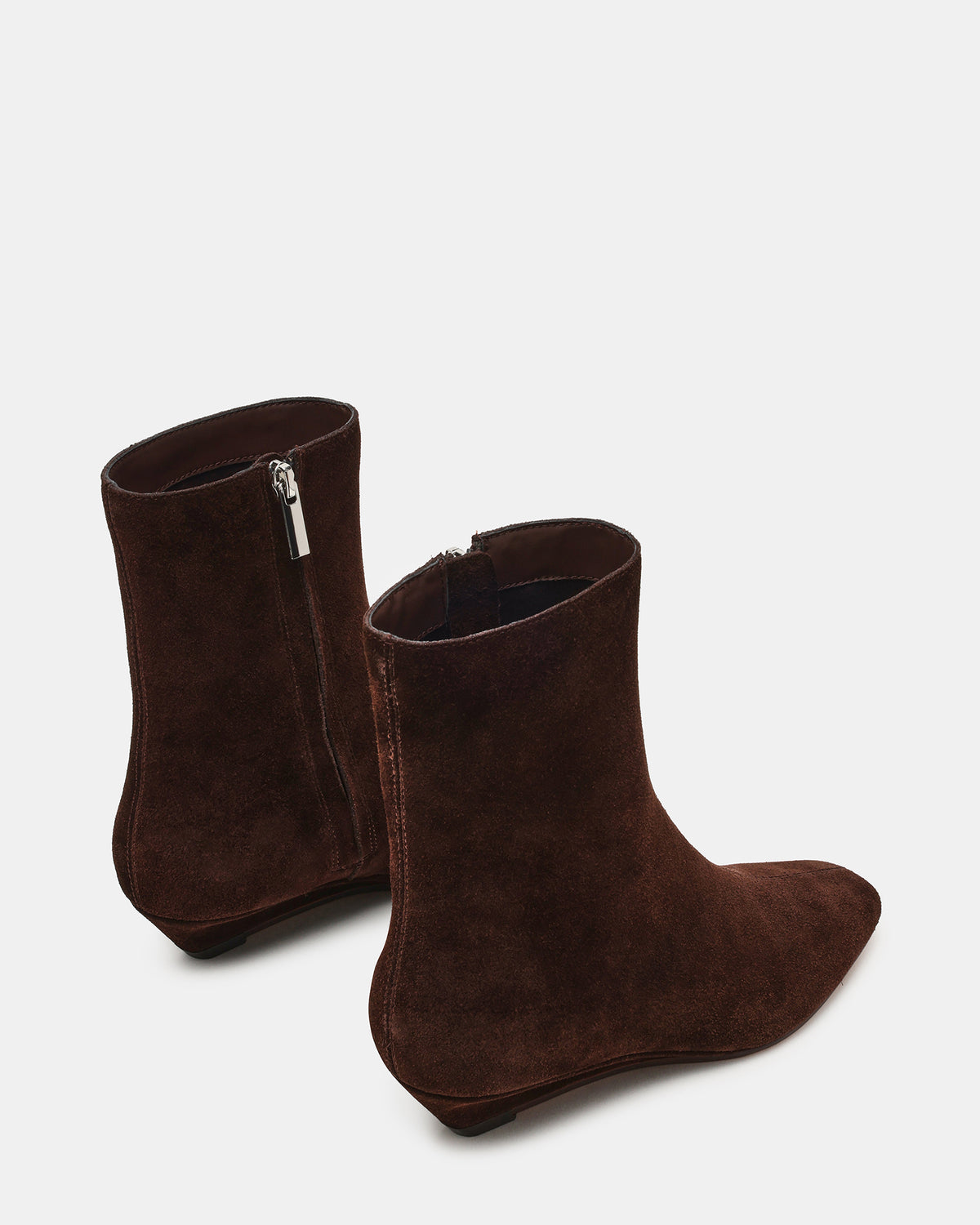 FLAIRE Brown Suede Square-Toe Wedge Bootie Women's Ankle Boot | Steve Madden Latest
