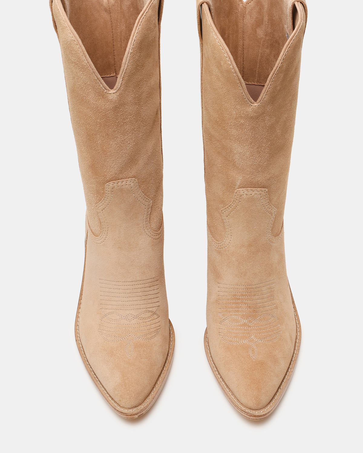 SALLY Sand Suede Pointed-Toe Western Block Heel Women's Boot | Steve Madden Classic