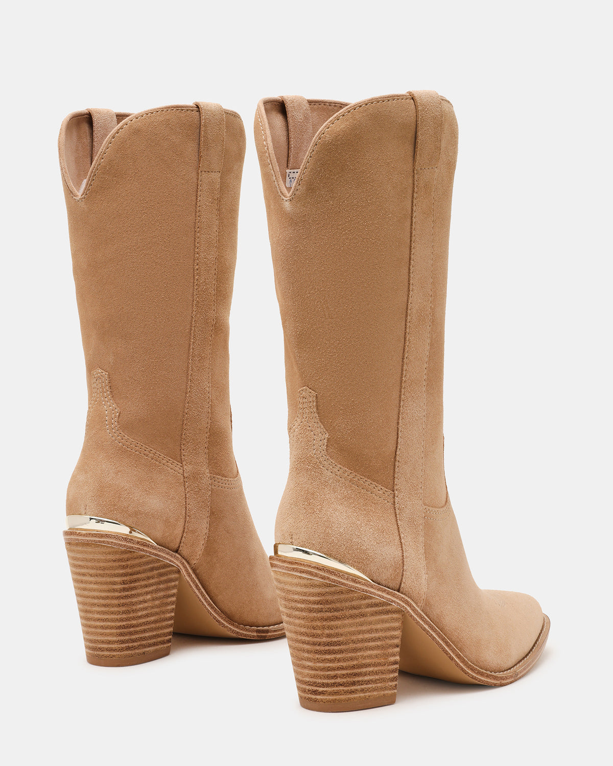 SALLY Sand Suede Pointed-Toe Western Block Heel Women's Boot | Steve Madden Classic