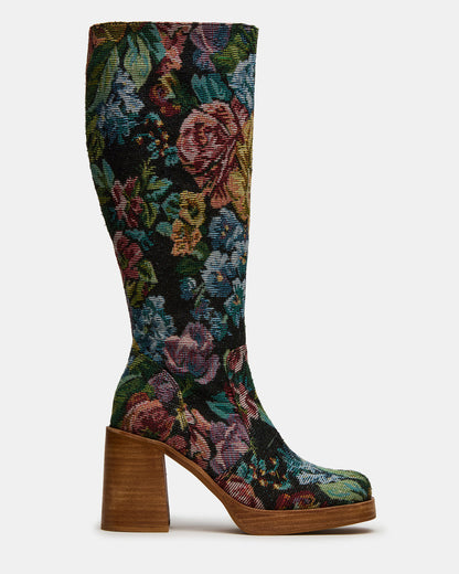 FOLIE Tapestry Square-Toe Block Heel Knee-High Women's Boot | Steve Madden Value