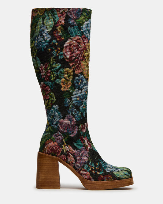 FOLIE Tapestry Square-Toe Block Heel Knee-High Women's Boot | Steve Madden Value
