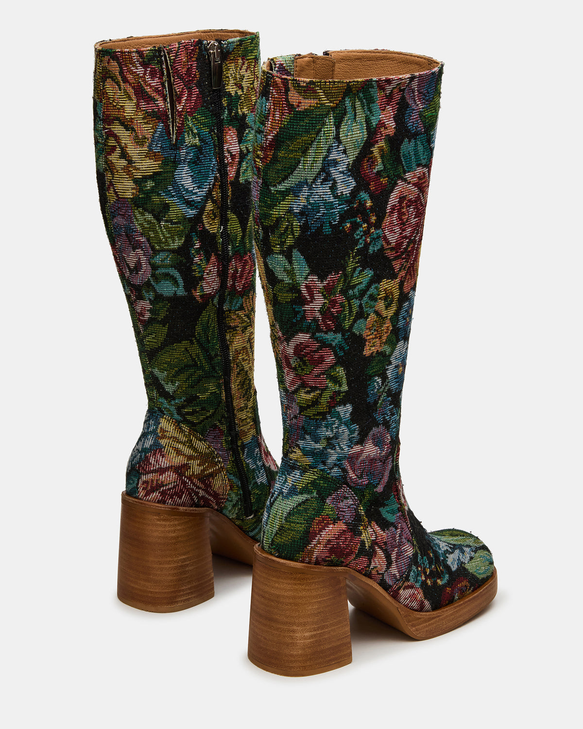 FOLIE Tapestry Square-Toe Block Heel Knee-High Women's Boot | Steve Madden Value