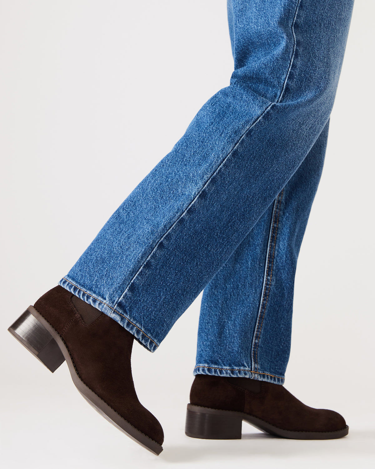 KAPLAN Brown Suede Chelsea Block Heel Women's Ankle Boot | Steve Madden Exclusive