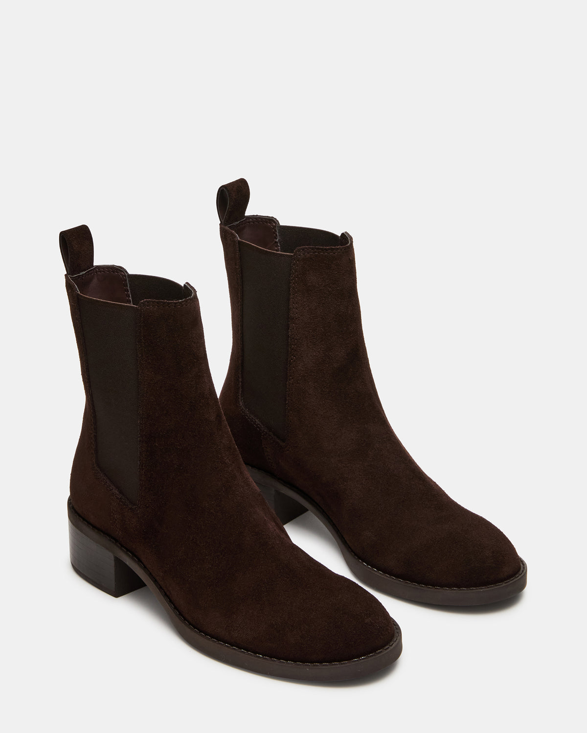 KAPLAN Brown Suede Chelsea Block Heel Women's Ankle Boot | Steve Madden Exclusive