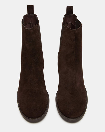 KAPLAN Brown Suede Chelsea Block Heel Women's Ankle Boot | Steve Madden Exclusive