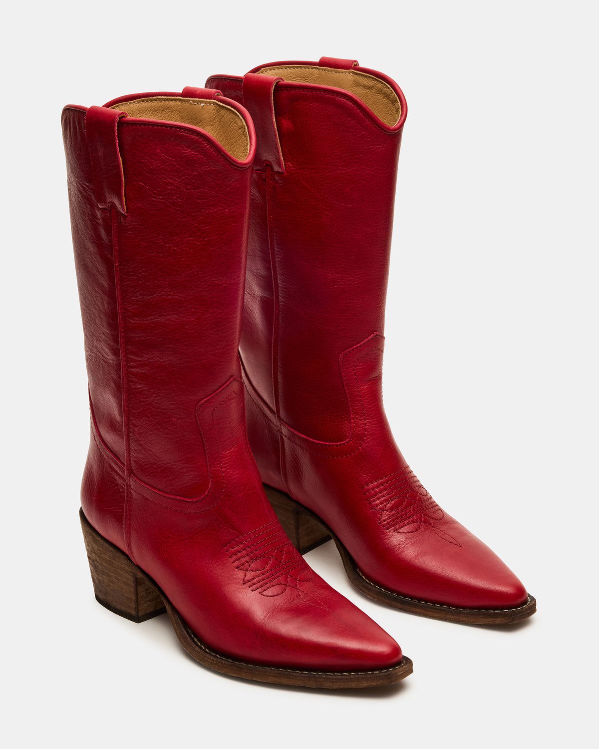 ALBANY Red Leather Pointed-Toe Women's Western Boot | Steve Madden Discount