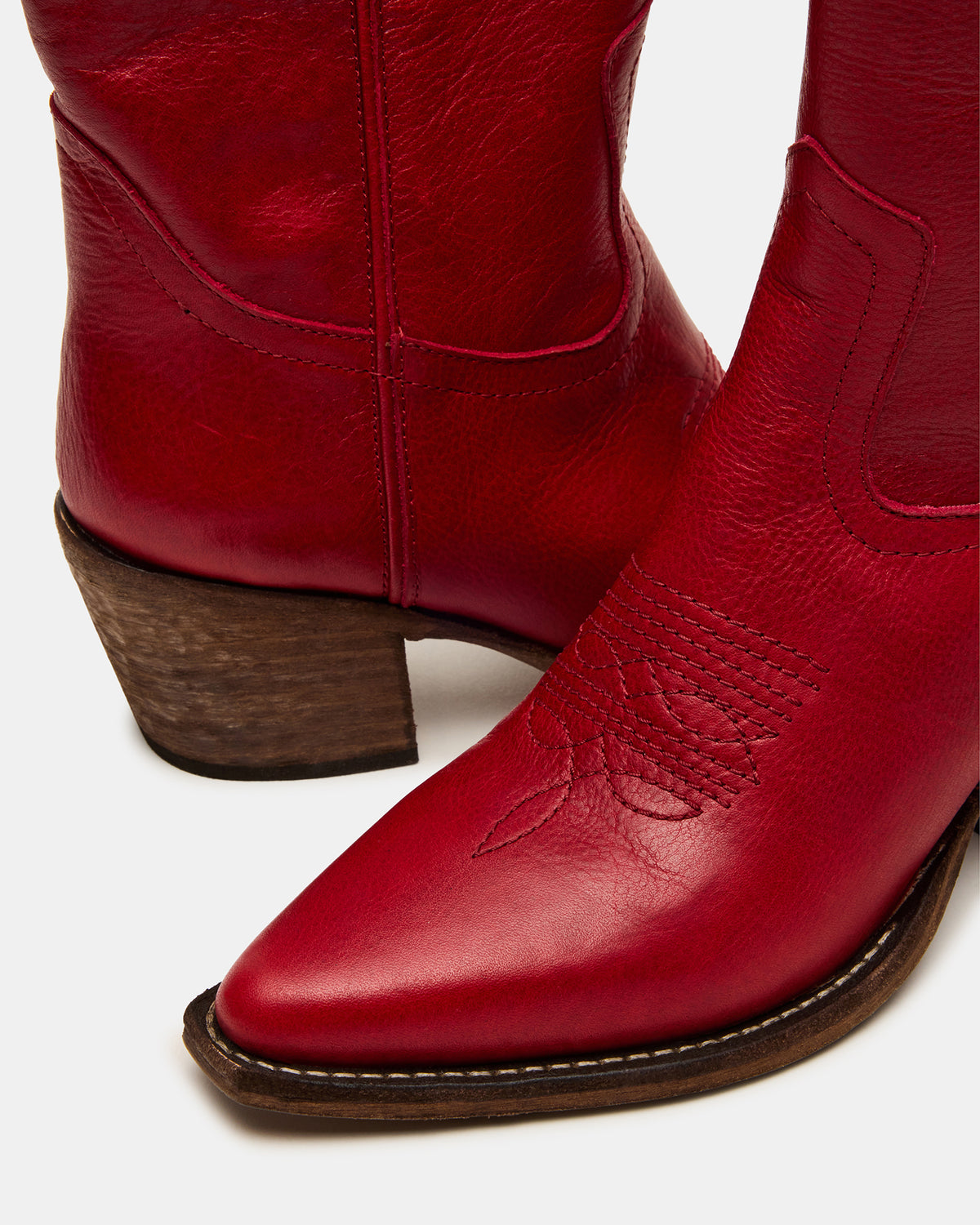 ALBANY Red Leather Pointed-Toe Women's Western Boot | Steve Madden Discount