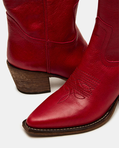 ALBANY Red Leather Pointed-Toe Women's Western Boot | Steve Madden Discount