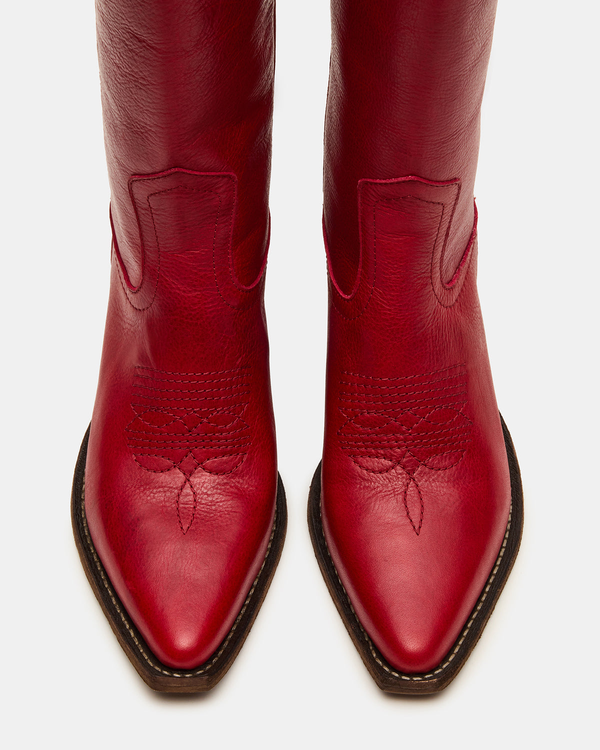 ALBANY Red Leather Pointed-Toe Women's Western Boot | Steve Madden Discount