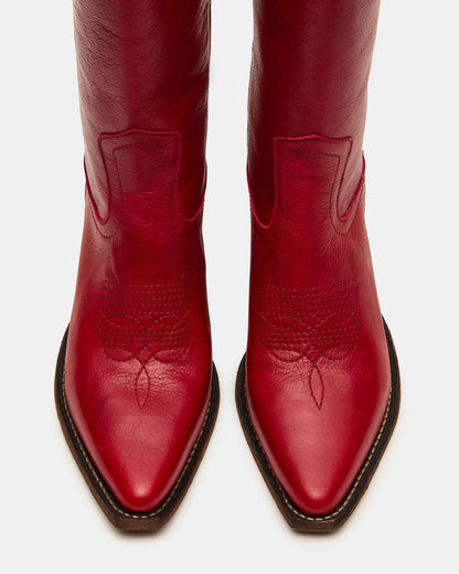 ALBANY Red Leather Pointed-Toe Women's Western Boot | Steve Madden Discount