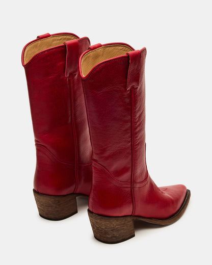 ALBANY Red Leather Pointed-Toe Women's Western Boot | Steve Madden Discount