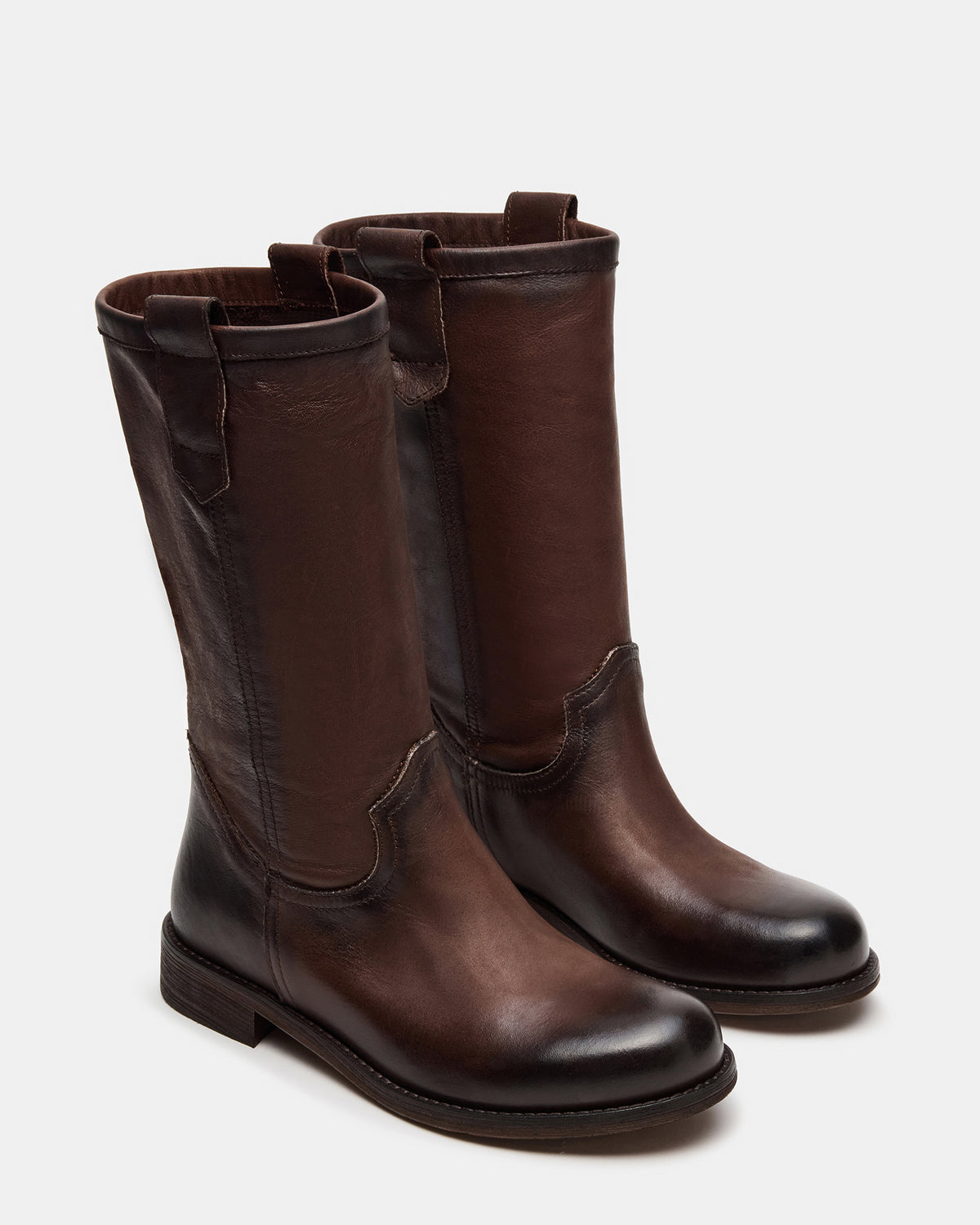RUBEN Brown Leather Rounded Toe Women's Boot | Steve Madden Discount