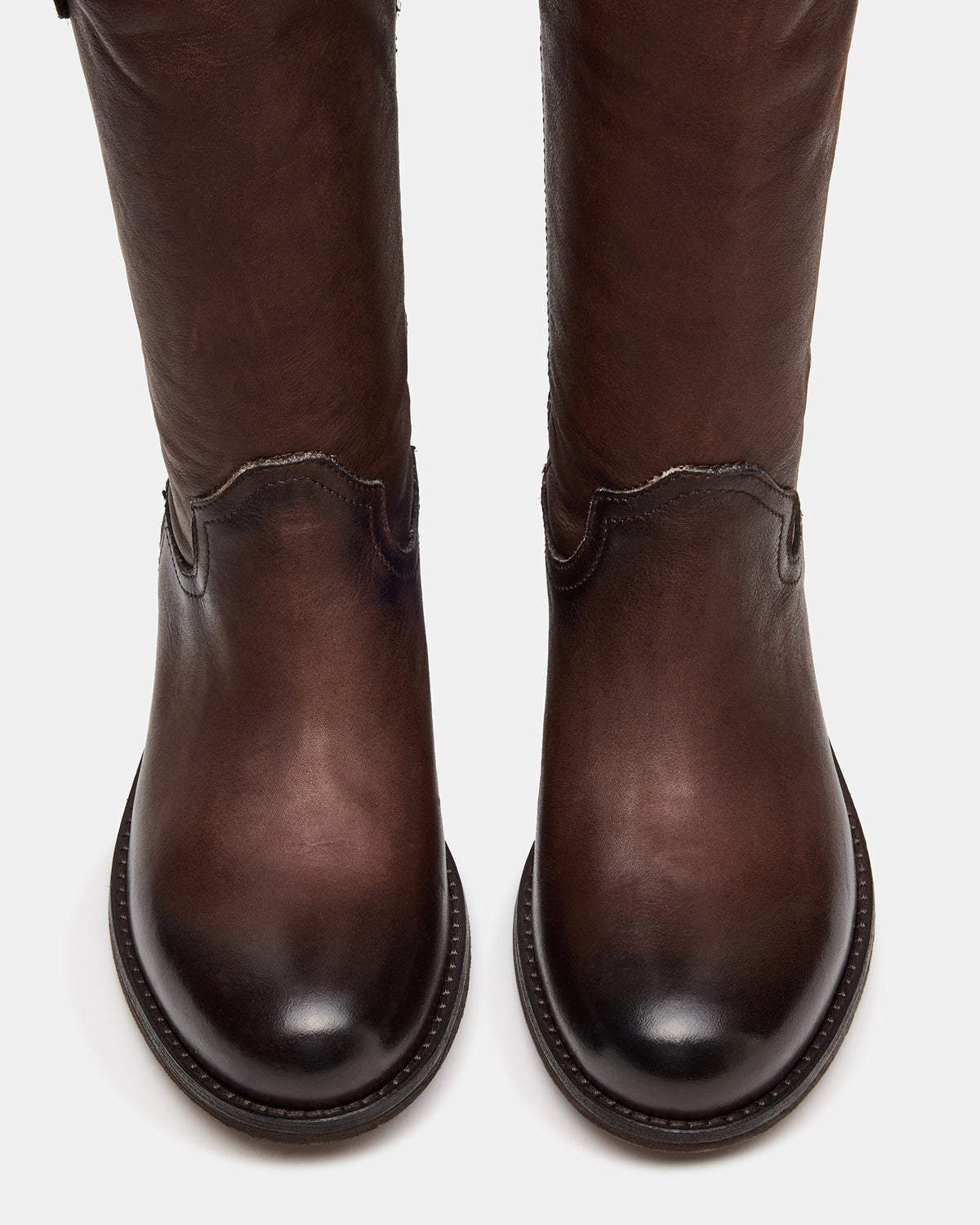 RUBEN Brown Leather Rounded Toe Women's Boot | Steve Madden Discount
