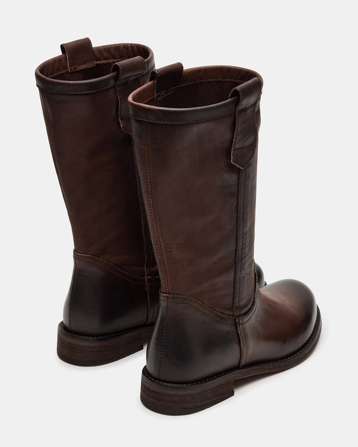 RUBEN Brown Leather Rounded Toe Women's Boot | Steve Madden Discount