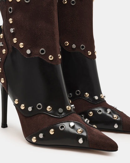 REVIVE Brown Multi Wide Calf Pointed-Toe Knee-High Stiletto Women's Boot | Steve Madden Special Offer