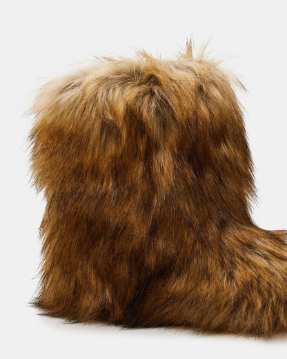 BEASTIE Tan Multi Women's Faux Fur Bootie | Steve Madden Signature