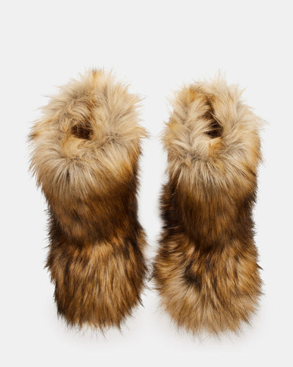 BEASTIE Tan Multi Women's Faux Fur Bootie | Steve Madden Signature