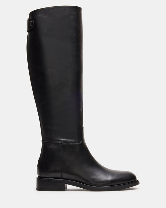 BEREN Black Leather Knee-High Women's Riding Boot | Steve Madden Hot Sale