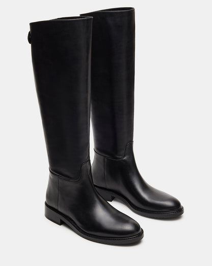 BEREN Black Leather Knee-High Women's Riding Boot | Steve Madden Hot Sale