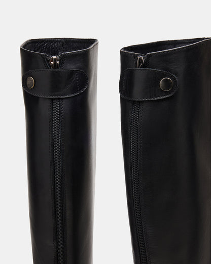BEREN Black Leather Knee-High Women's Riding Boot | Steve Madden Hot Sale