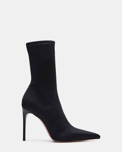 MIDNITE Black Pointed-Toe Stiletto Heel Sock Women's Ankle Boot | Steve Madden Exclusive