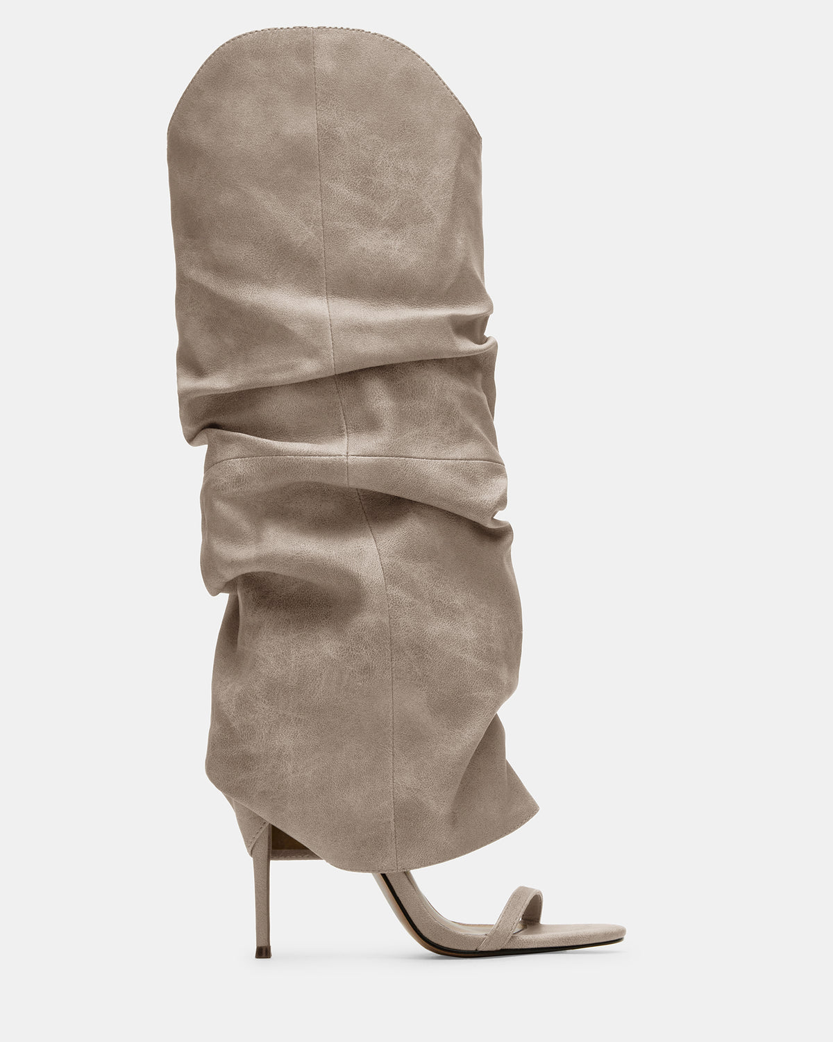 RAVINE Grey Distressed Women's Knee-High Cuffed Stiletto Heel Boot | Steve Madden Top Pick