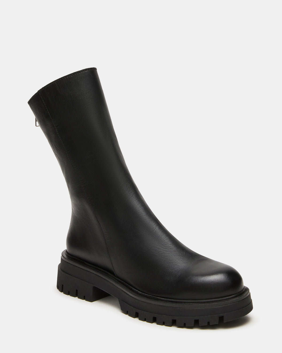 LAMI Black Leather Lug Sole Women's Ankle Boot | Steve Madden Value