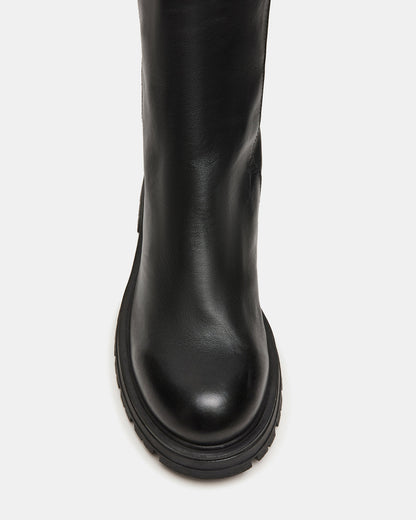 LAMI Black Leather Lug Sole Women's Ankle Boot | Steve Madden Value